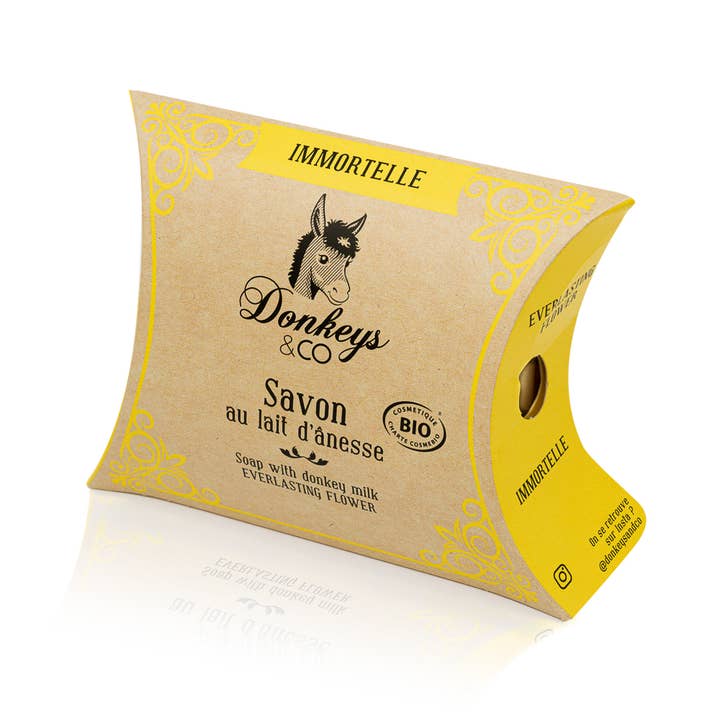 Savon lait d'ânesse Bio Immortelle 100g pour la vente par DONKEYS & Co.