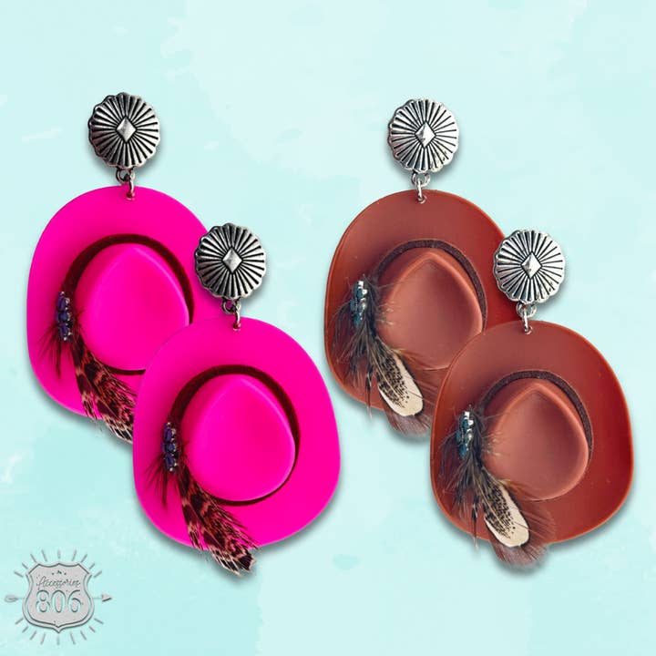 Acrylic cowboy hat earring - LC for wholesale by Pink Panache Brands