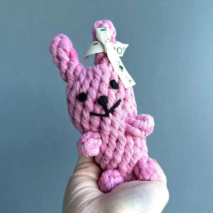 Pink Rabbit Pet Rope Toy | Dog and Cat Rope Toys for wholesale by Monli Handcrafted Pet Toys