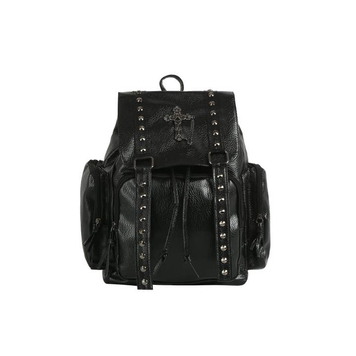 Gothic Cross Studded Backpack for wholesale by Handbag Factory Corp