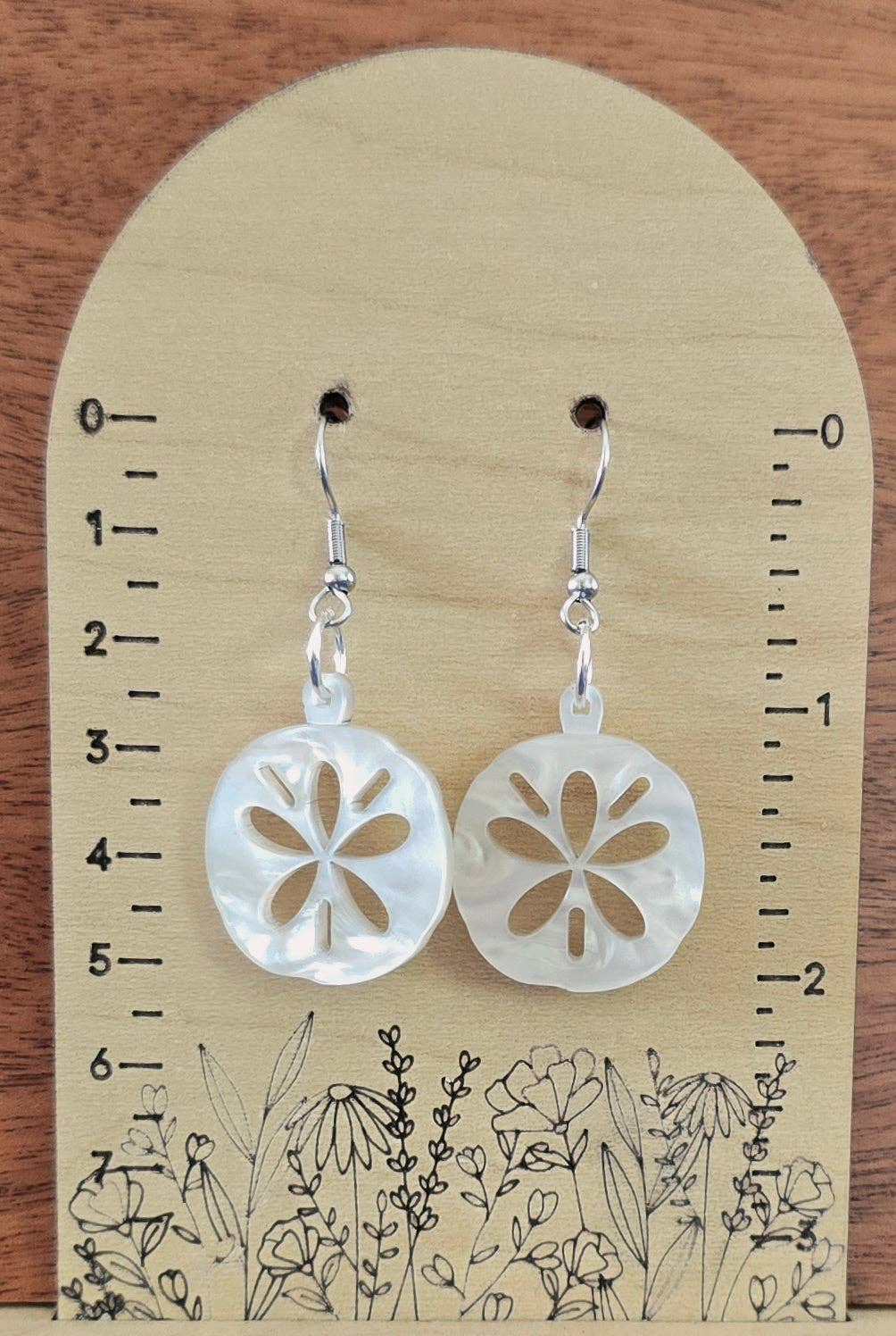 Silver Birch Designs Jewelry - Wholesale Dangle Earrings - Pearlescent Sand Dollar Earrings