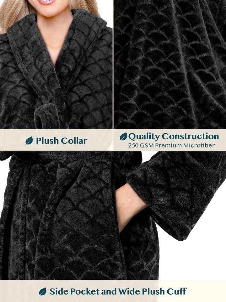 Pavilia – wholesale Morgonrock - Dam – Kvinnors kammussla mönster Fleece kort mantel