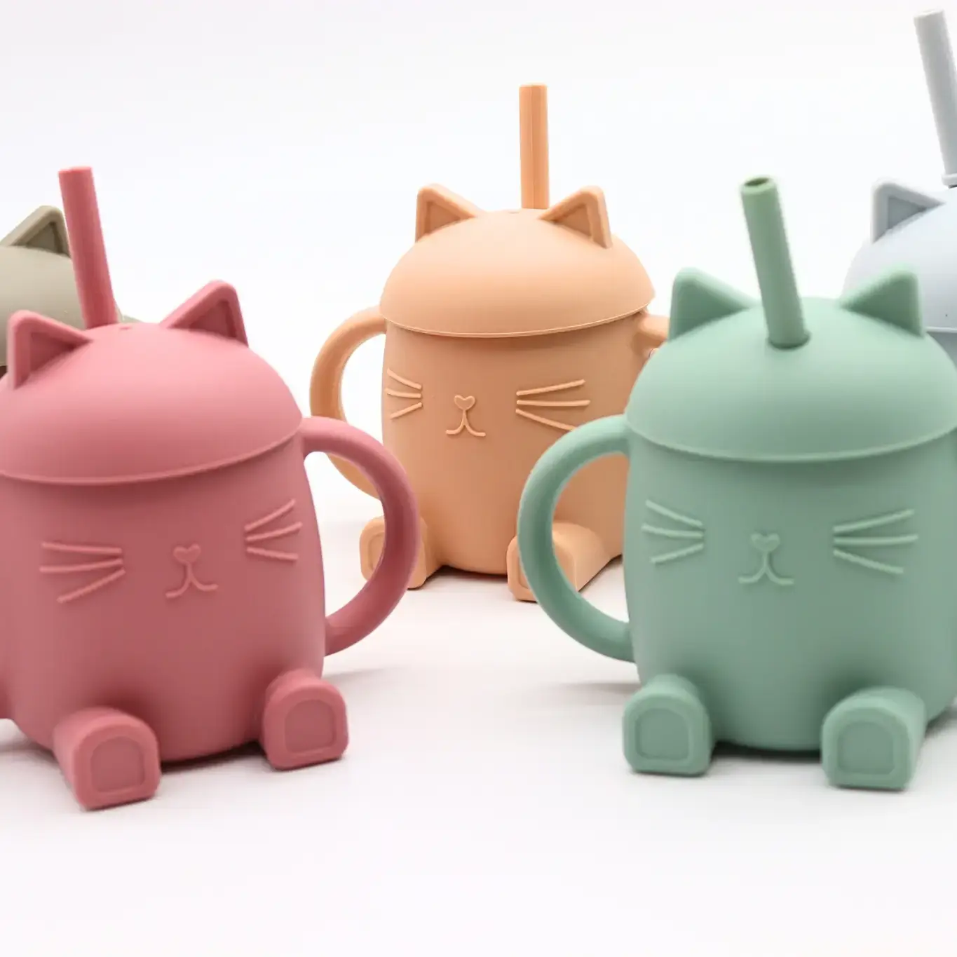 ChoO - Wholesale Drinking Glass/Cup - Glacier Blue Chatty Silicone Straw Cup3