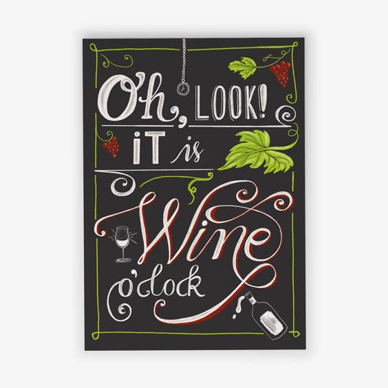 "Oh, kijk! Het is wijn o'clock" Ansichtkaart/Postkaart voor wholesale door Printe