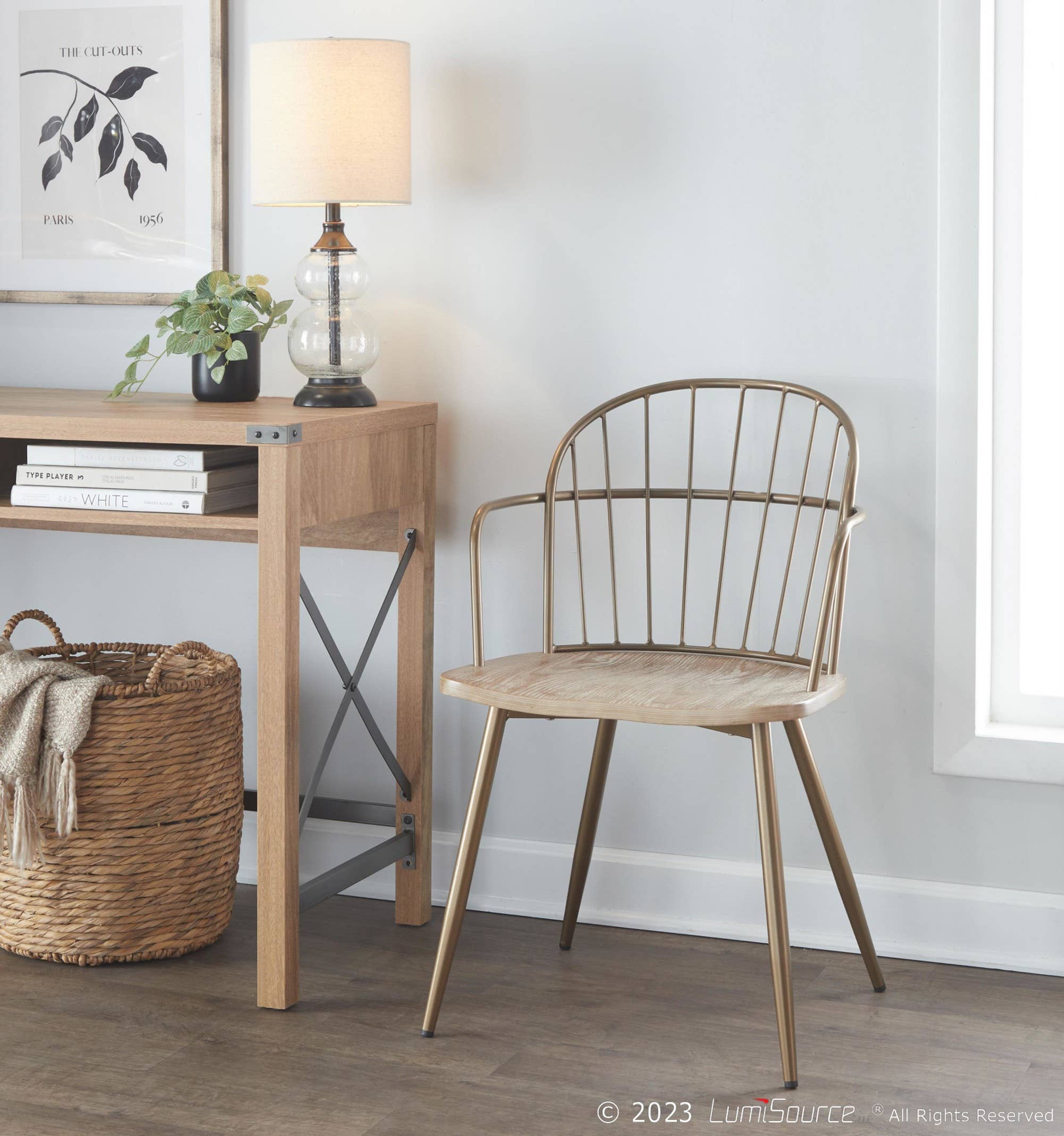 Black Metal Dark Walnut Wood Riley Arm Chair - Set of 2 for wholesale on Faire26