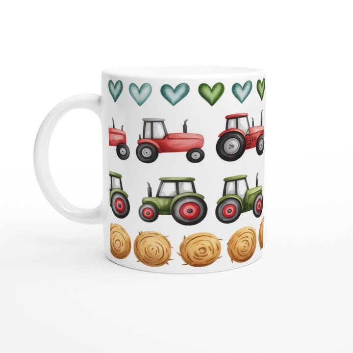 Caneca de Cerâmica Vida na Quinta com Design de Tratores e Fardos de Feno por atacado de Aminelle & Willow