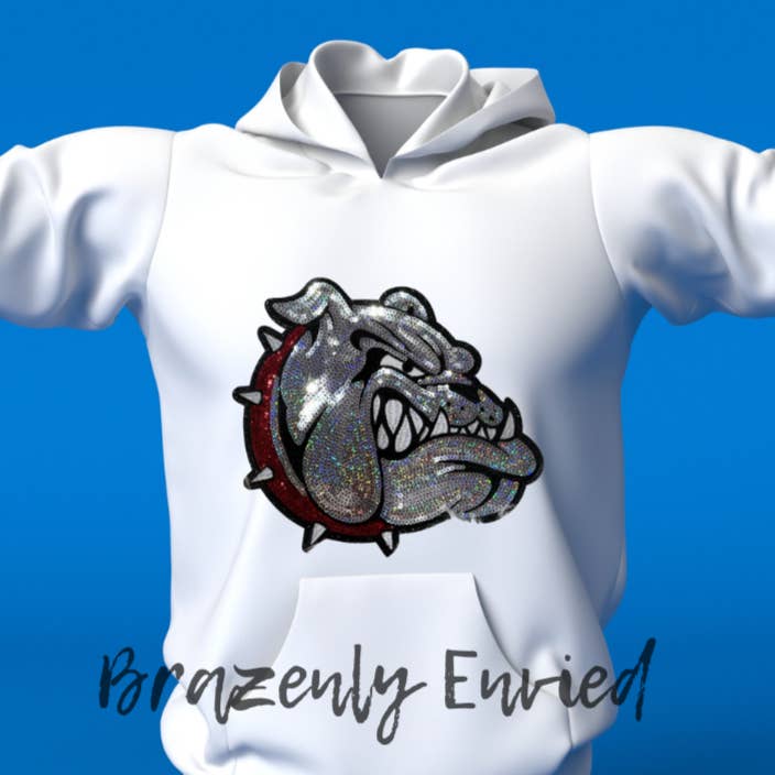 Brazenly Envied - Wholesale Patch - Bulldog Patch | Silver Sequins /Red Collar Sequins3