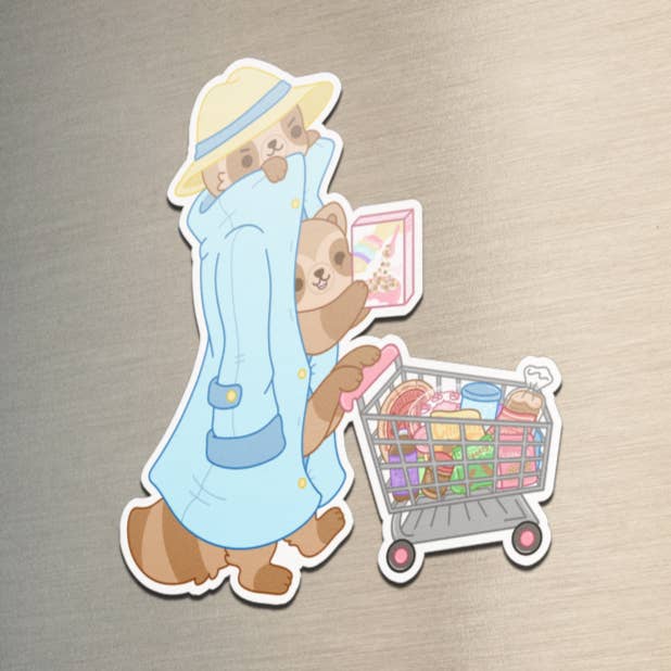 Grocery Shopping Raccoons Magnet for wholesale by Bright Bat Design