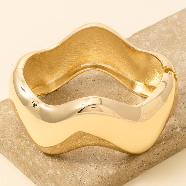 Simple Wavy Hinge Bangle Bracelet for wholesale by Anarchy Street