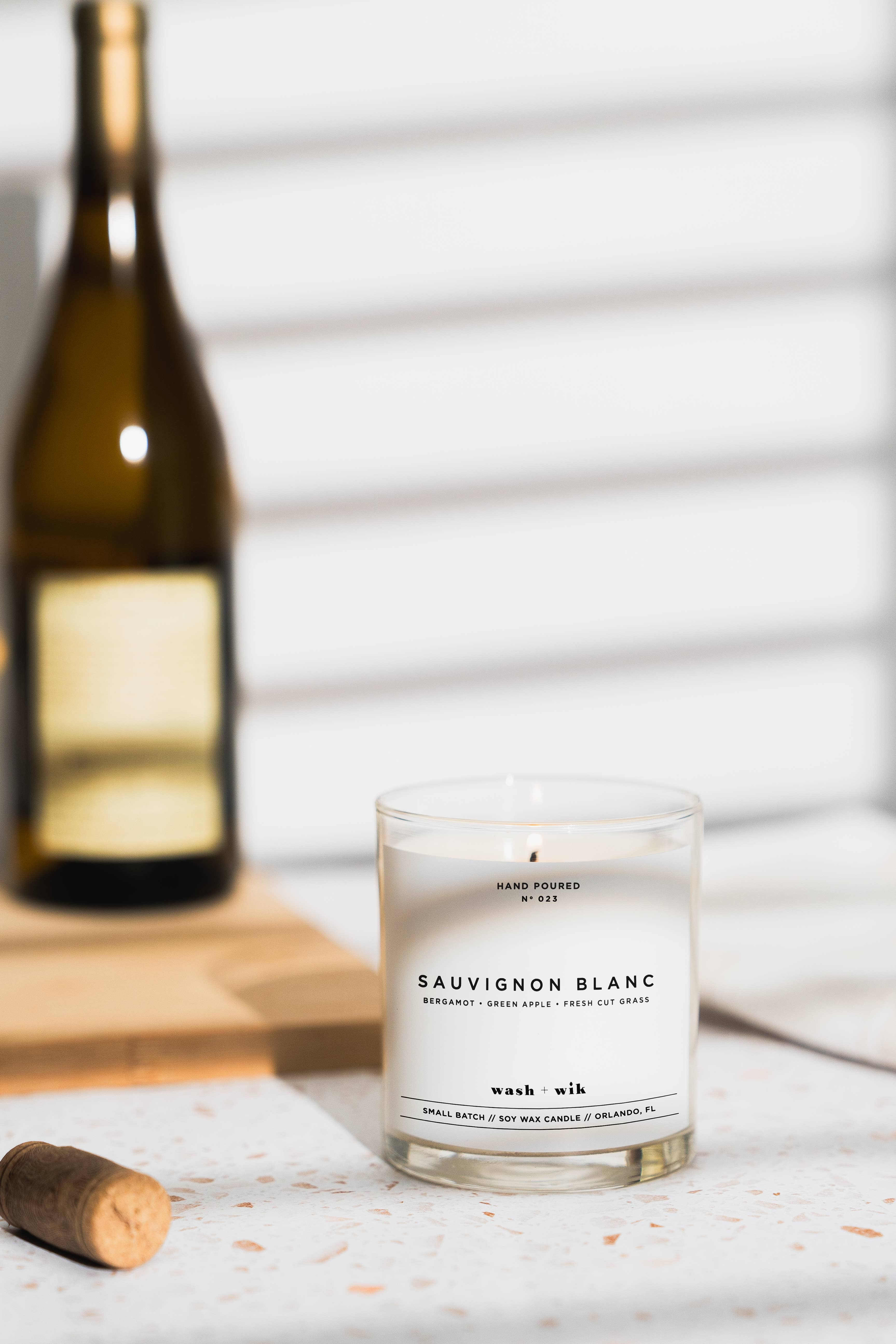 Wash and Wik - Wholesale Jar/Filled Candle - Sauvignon Blanc Scented Soy Wax Candle | Wine Candle- 1 Wick