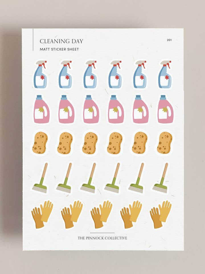 Cleaning Day Journalling Sticker Sheet for wholesale by The Pinnock Collective