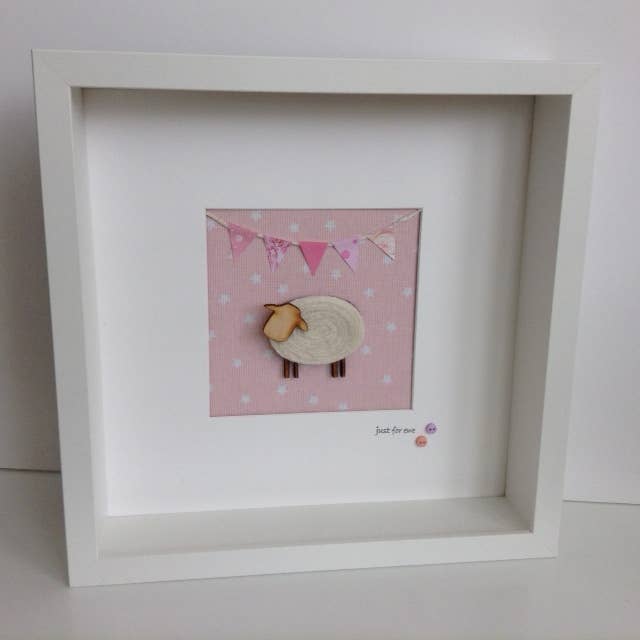 Just for Ewe Baby Girl Deep Frame Picture for wholesale by Southbeach Design