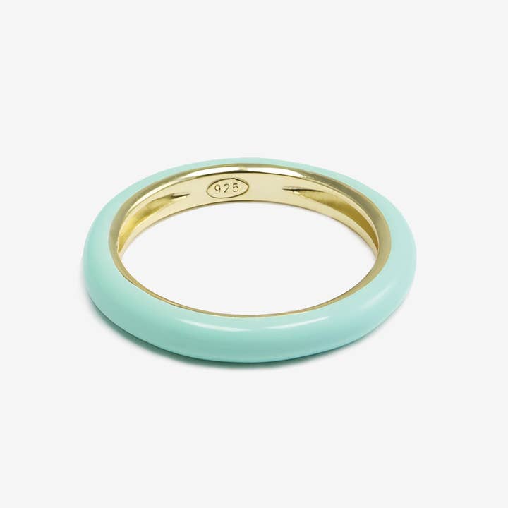HYE JANE – wholesale Band/Stackad Ring – Mintgelé 14K guldpläterad sterling silver emalj stapelring
