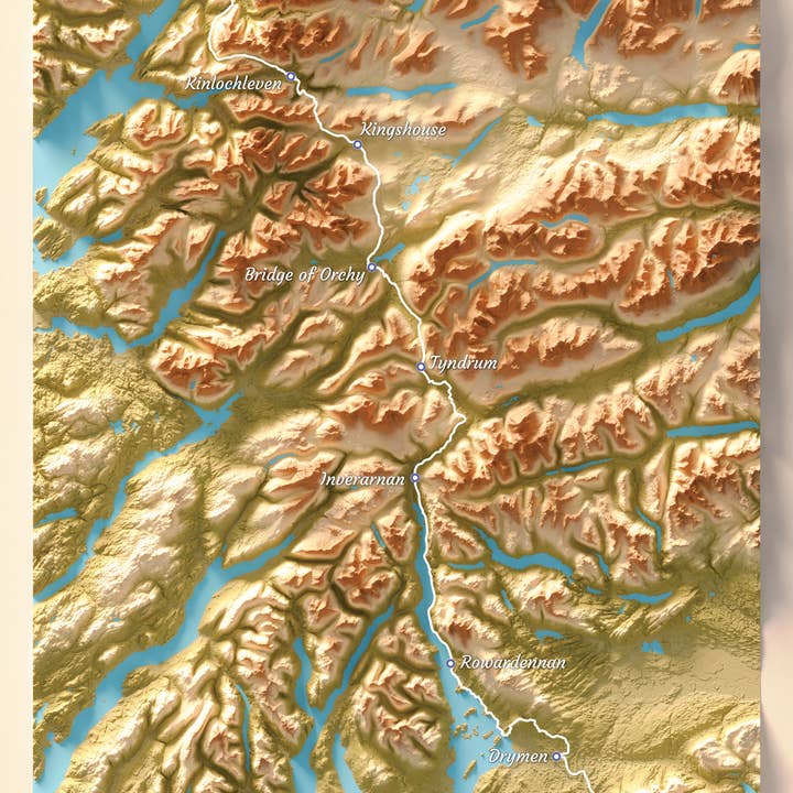 Printagonist – wholesale Map – West Highland Way Topographical Map - Fort William Milngavie1