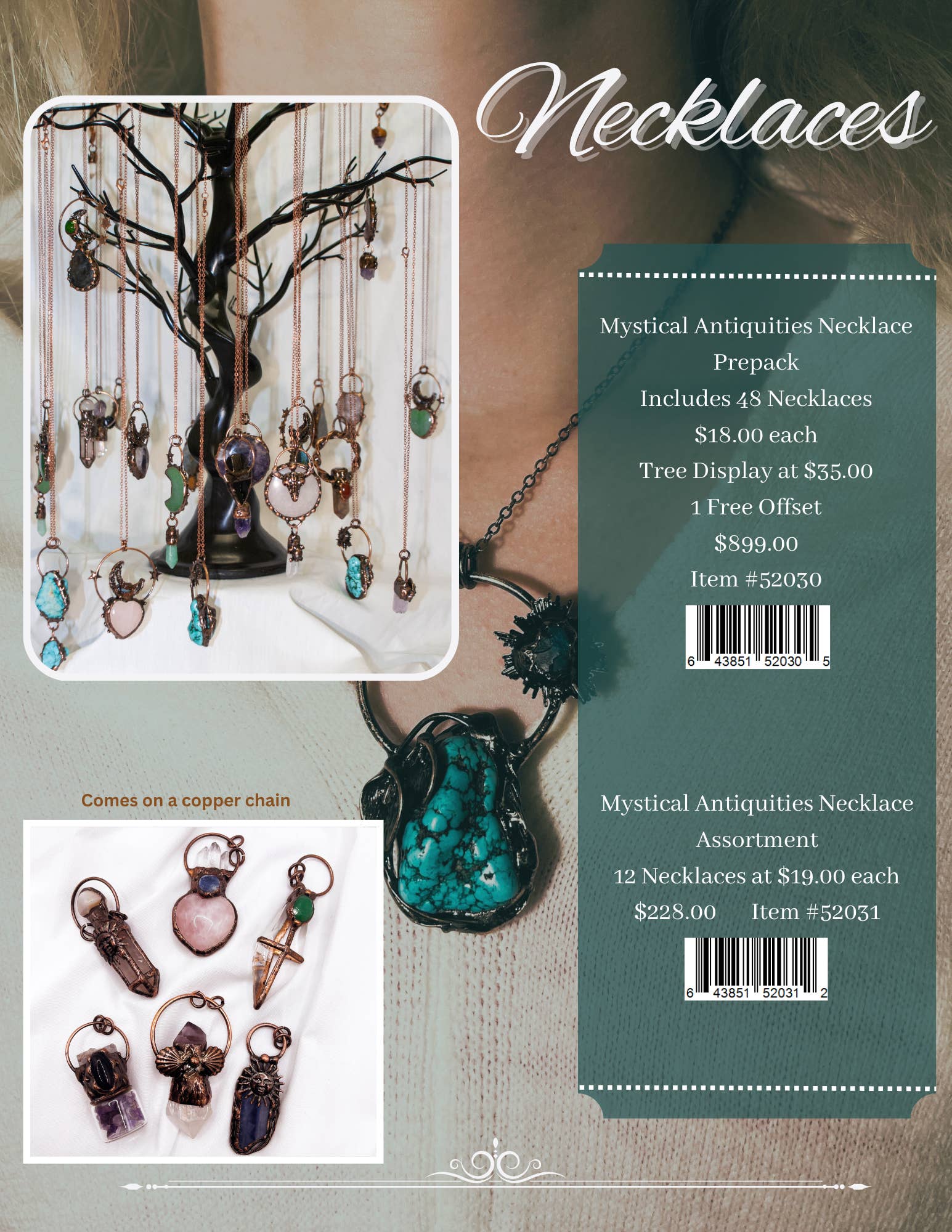 Serenity + Sol - Wholesale Pendant/Charm Necklace - Mystical Antiquities Necklace Prepack