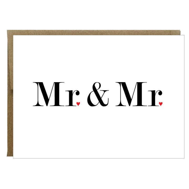Modern Mr. and Mr. Wedding or Anniversary Greeting Card for wholesale by Idea Chic