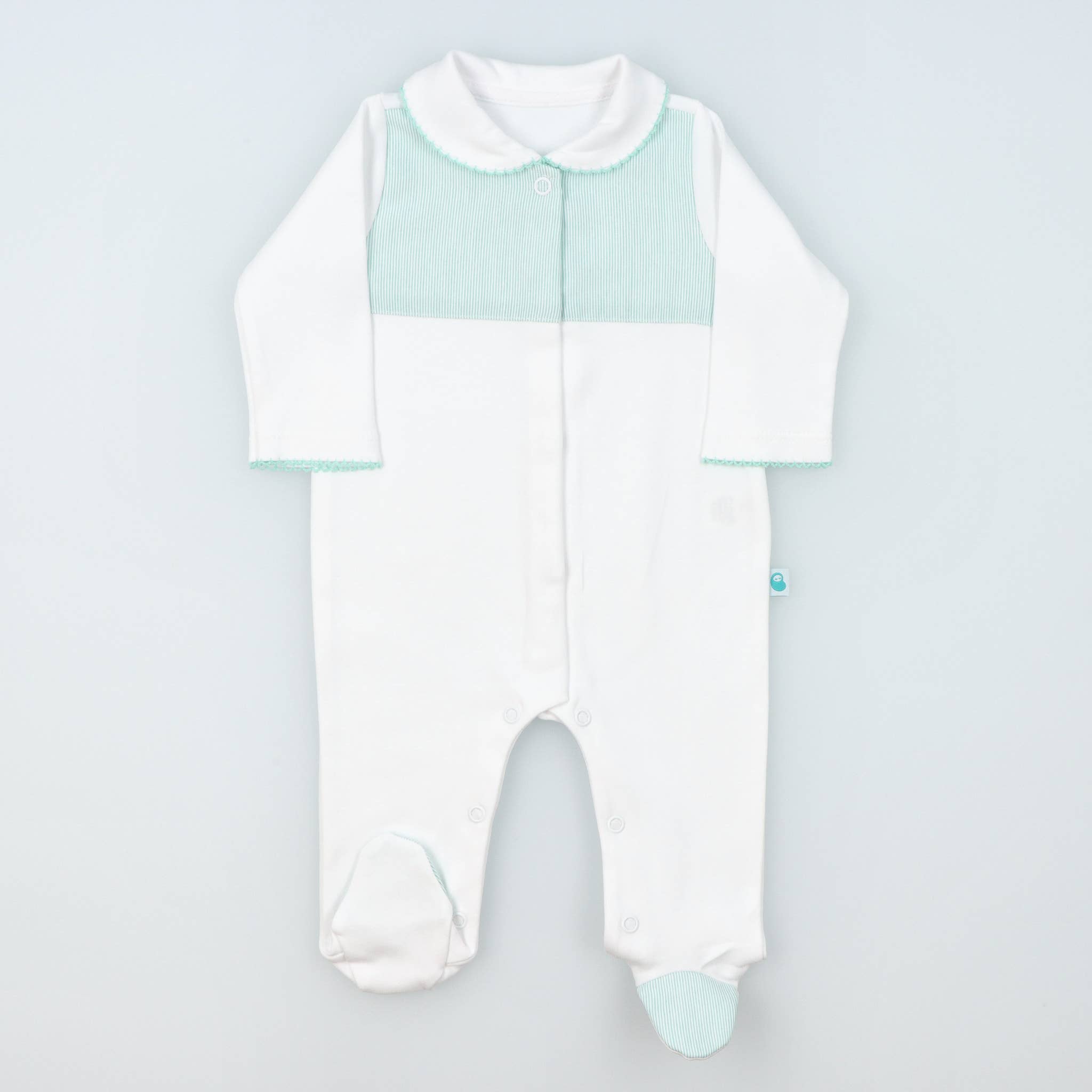 Bean Baby Clothes – wholesale Jumpsuit – Baby – Cotton BabyGrow with Striped Collar, Chest, and Feet9