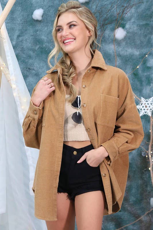 Rosa Clothing - Wholesale Shirt Jacket/Shacket - Women's - Oversized boxy corduroy shirt jacket Shacket16