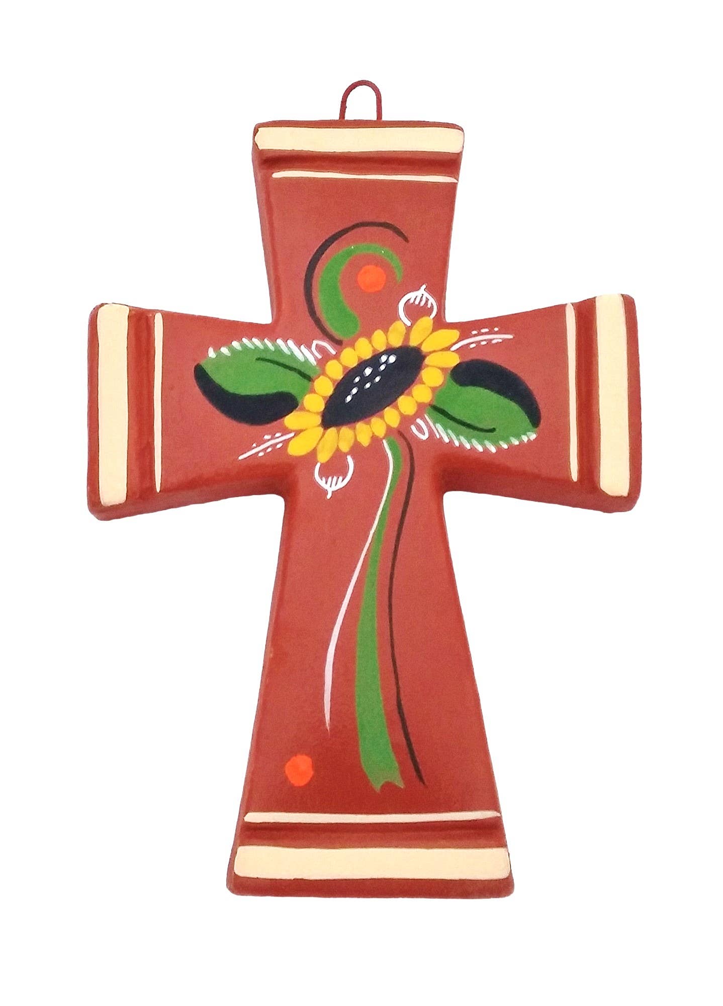 Sedona Spirit - Wholesale Wall Cross - Terra Cotta Cross With Flowers - Hand Painted1