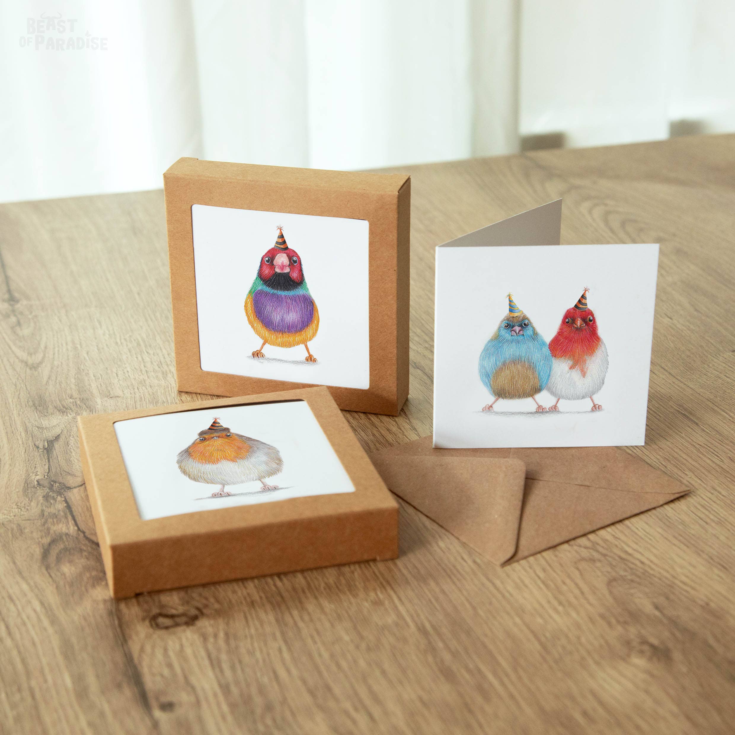 Beast of Paradise - Vendita all'ingrosso Biglietti di auguri - Biglietti di Auguri con Uccelli, Set di 10 Biglietti, Biglietti di Auguri con Animali1