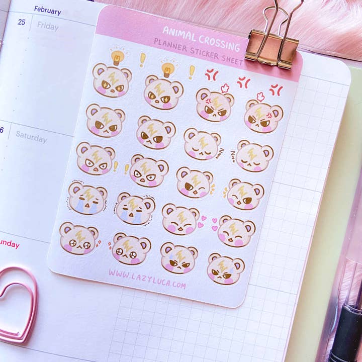 Cute Animals Planner Sticker Sheet - Marshal for wholesale by Lazy Luca