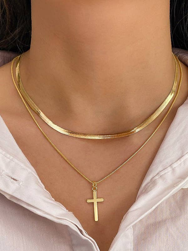 18K RUSTFRIT STÅL PLETFRI KORS HALSKÆDE | 40NK372 for engroshandel hos JOSSLYN by wall to wall