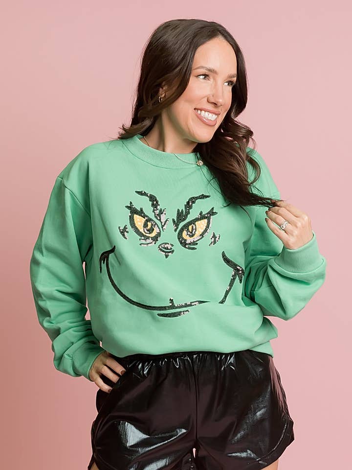 You're a Mean One Sequin Sweatshirt for wholesale by Belle Cher