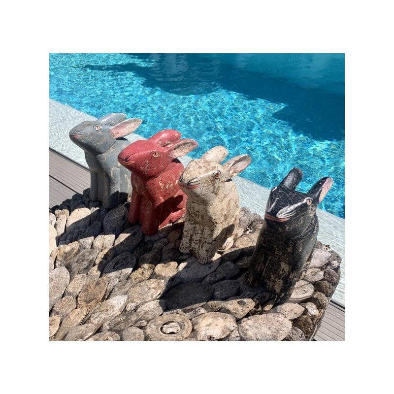 Paloma Black (Casa Natura Design, S.L.) - Wholesale Decorative Figurine - Hand-Painted Wooden Rabbit Statue4