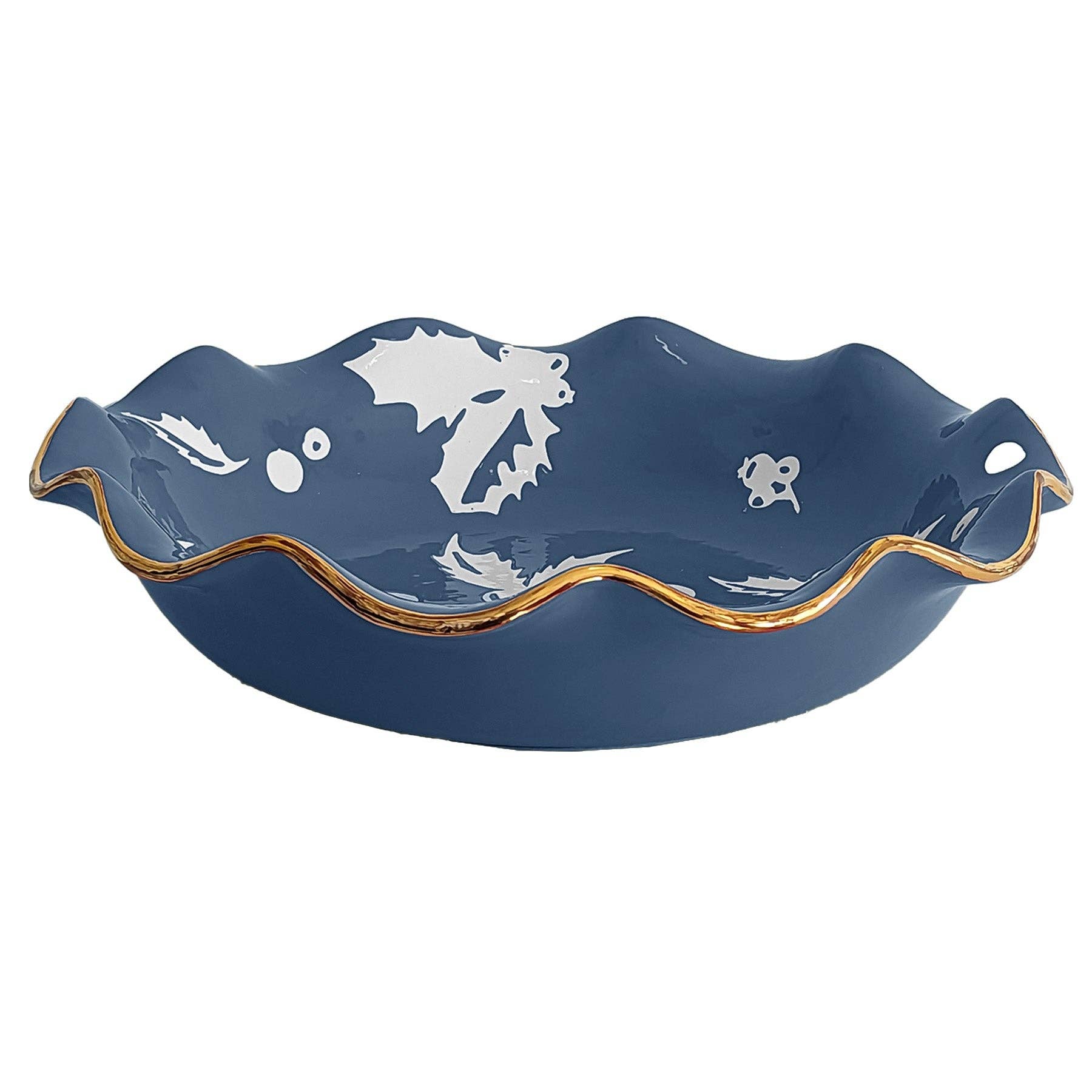 Lo Home | Ruby Clay - Wholesale Decorative Plate/Dish/Bowl - Deck the Halls Scalloped Bowls with 22K Gold Accent12