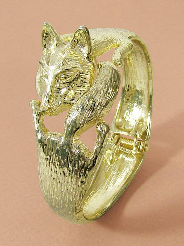 Bracelet à charnière en fonte avec tête et queue de renard pour la vente par TheTizana