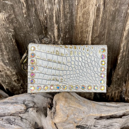 Keep It Gypsy Gold Distressed Crocodile Leather Key Ring Card