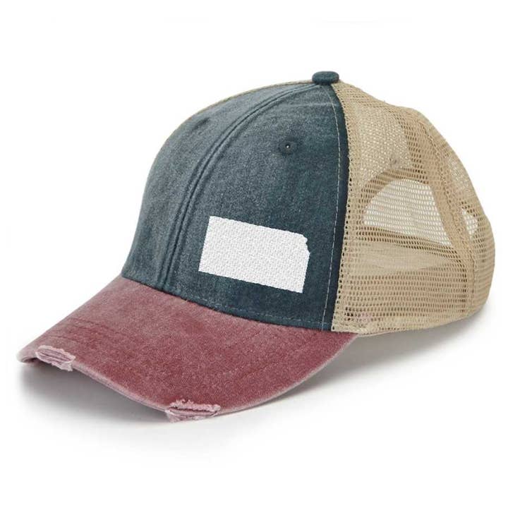 Kansas Off Center Hat - Distressed hat - Many Colors for wholesale by Gracie Designs