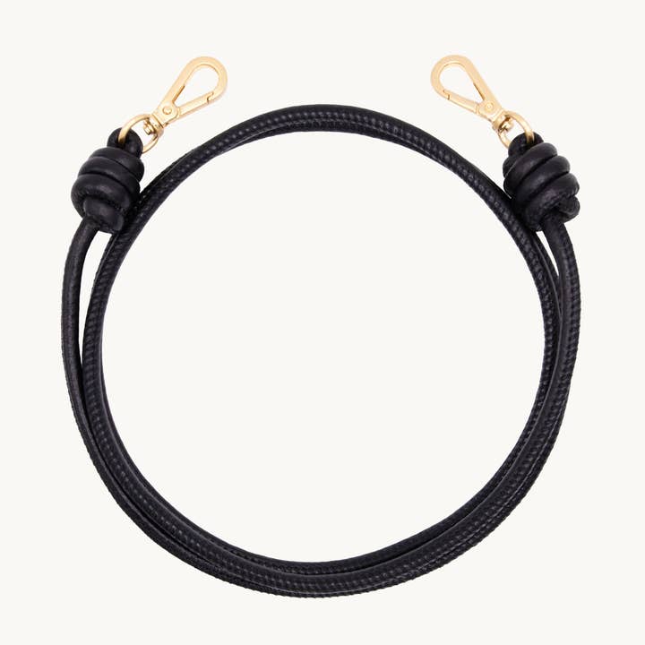 Cordon cuir KATE - Noir Metallisé for wholesale by Louvini Paris
