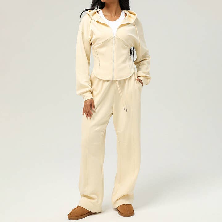 Autumn and winter loose hooded jacket and sweatpants 2 piece set for wholesale by WONDERXFANS