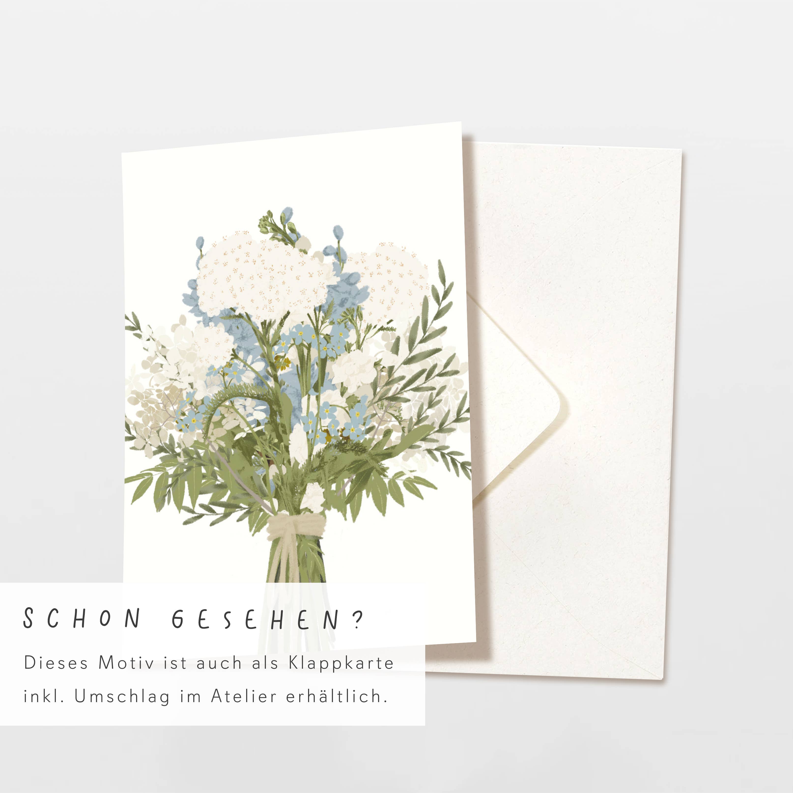 Wildblumen Atelier - Wholesale Congratulations Card - Postcard Bouquet of White and Blue, FSC certified4