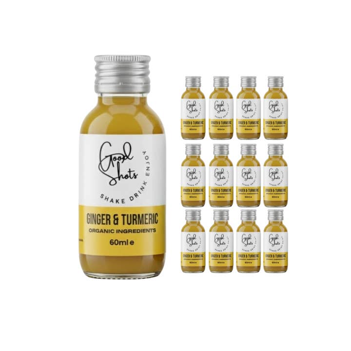 Boîte de 12 shots santé au gingembre et curcuma pour la vente par Good Shots
