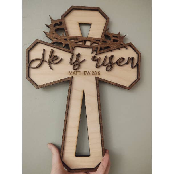 Easter He is Risen Door Hanger or Wreath Sign for wholesale by Finding Farmhouse Crafts & More