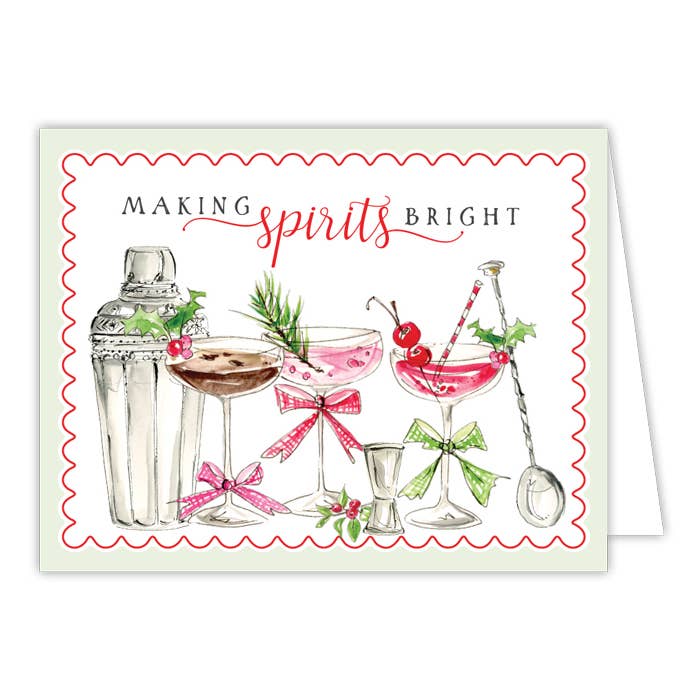 RosanneBeck Collections - Wholesale Christmas Card - Making Spirits Bright Holiday Cocktails Greeting Card