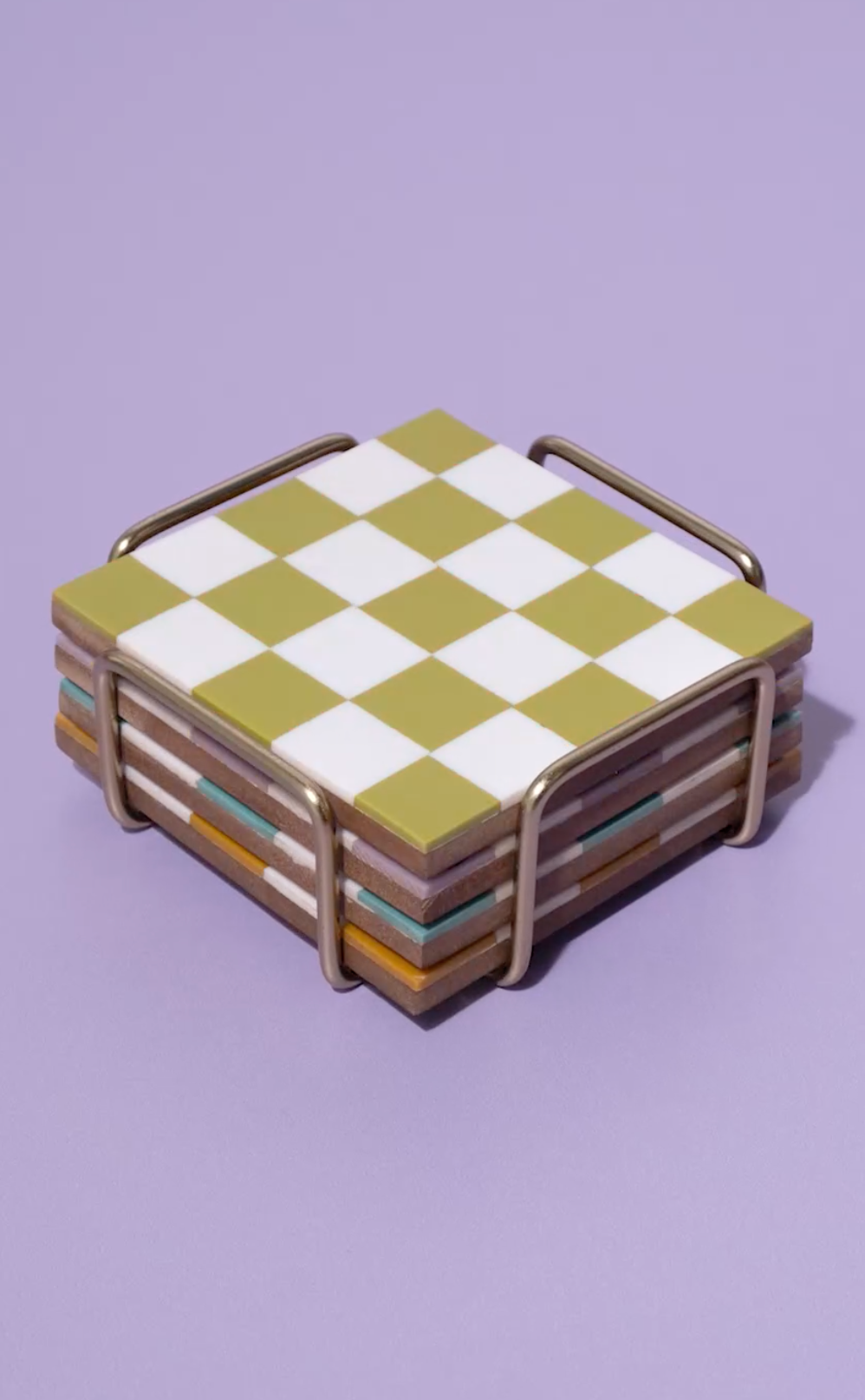 Made Market Co. – wholesale Coasters – Checkered Coasters Colored with Stand3