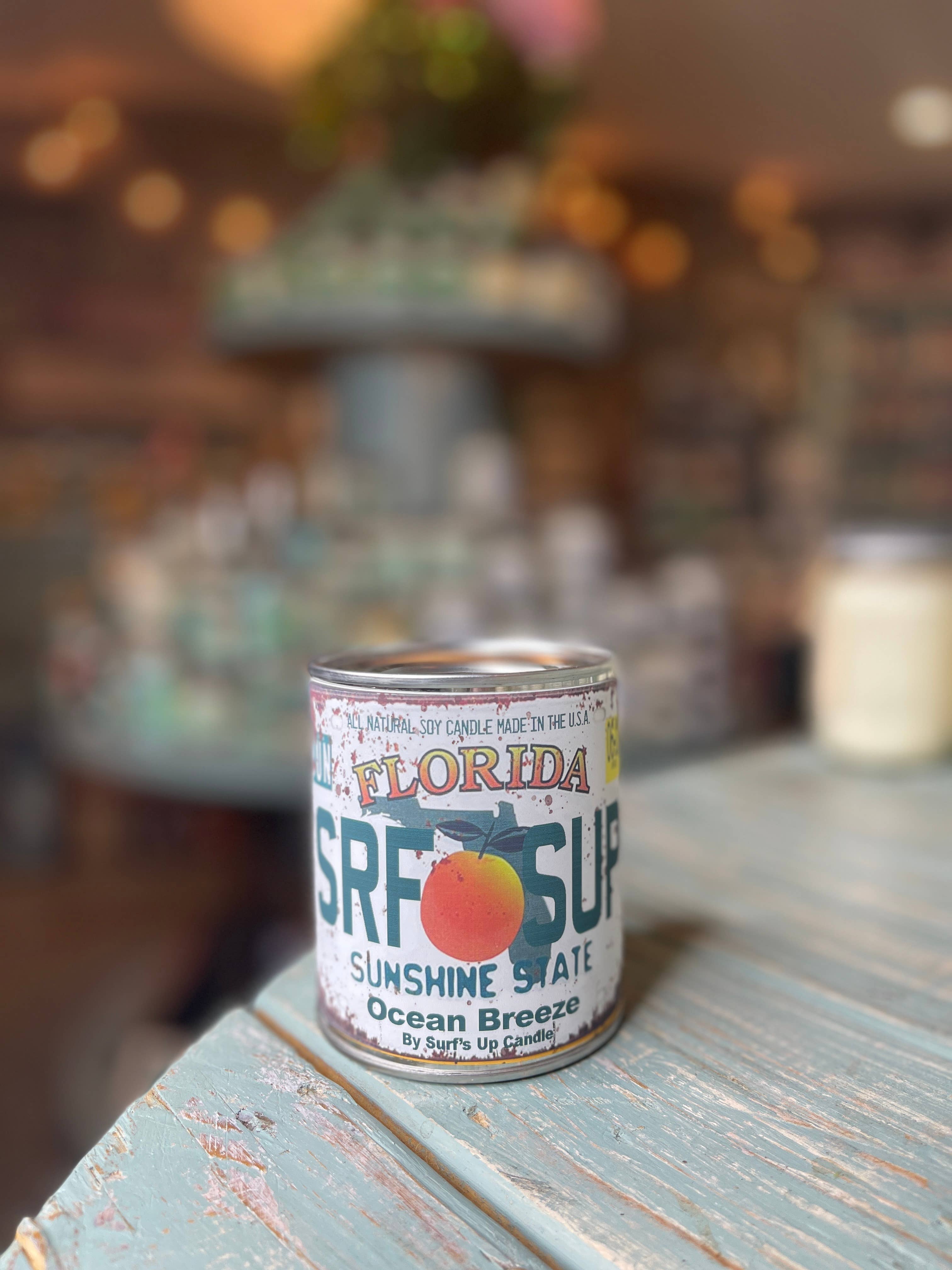 Surfs Up Candle - Wholesale Jar/Filled Candle - Florida License Plate Paint Can Candle1