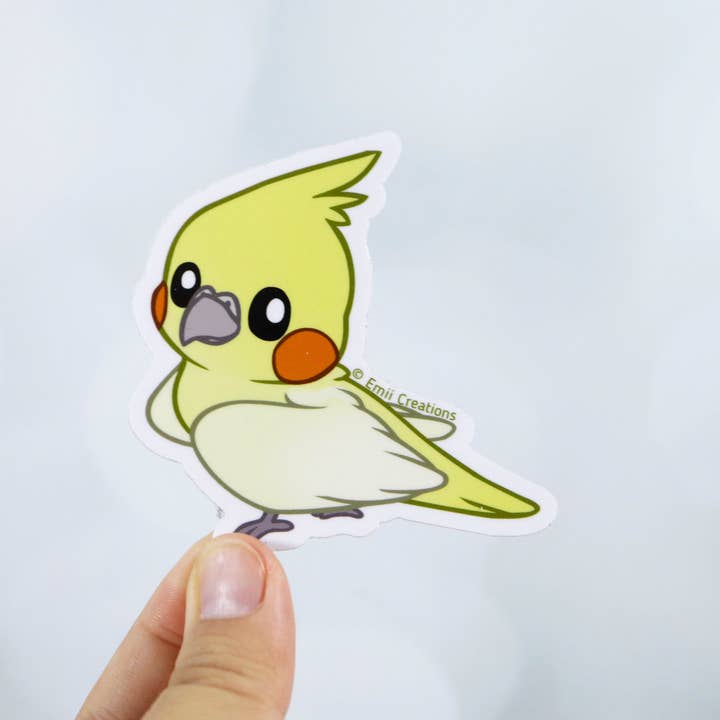 Emii Creations - Wholesale Sticker - Yellow Cockatiel Bird Vinyl Sticker