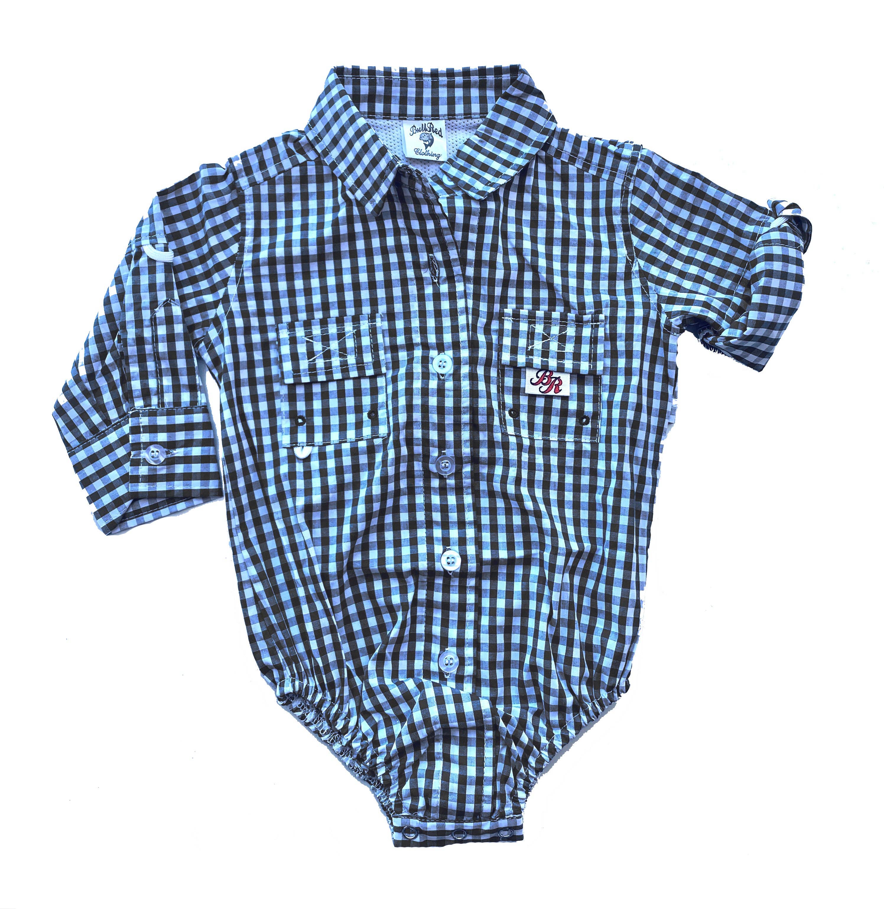 Bullred Clothing - Wholesale Bodysuit (Non-Footed) - Baby - Bullred Baby Fishing Onesies - Large Pattern Gingham2