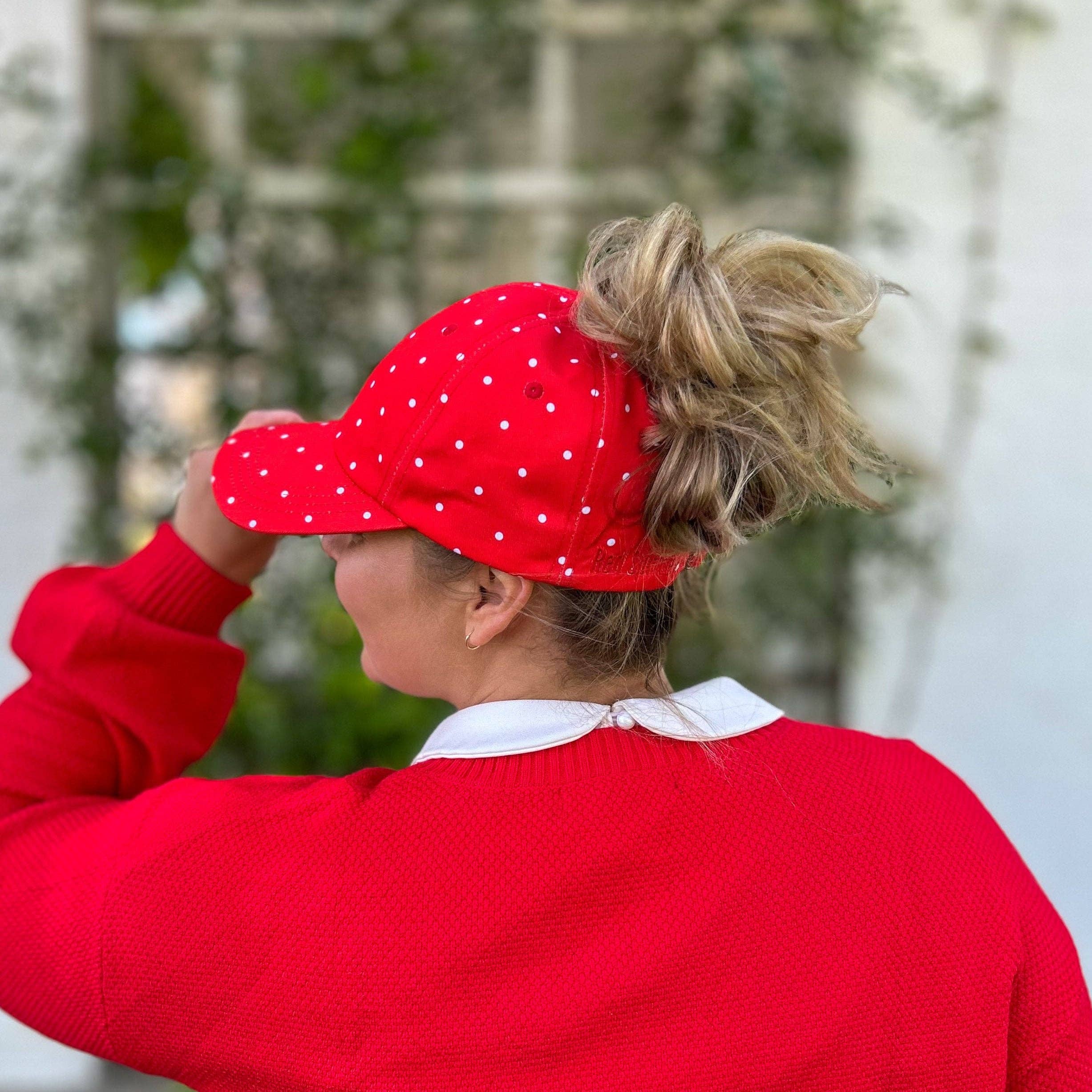 Red Sprite Hats - Wholesale Baseball Cap - Women's - Magical Baseball Caps + Detachable Bows, Hidden Ponytail Hat67