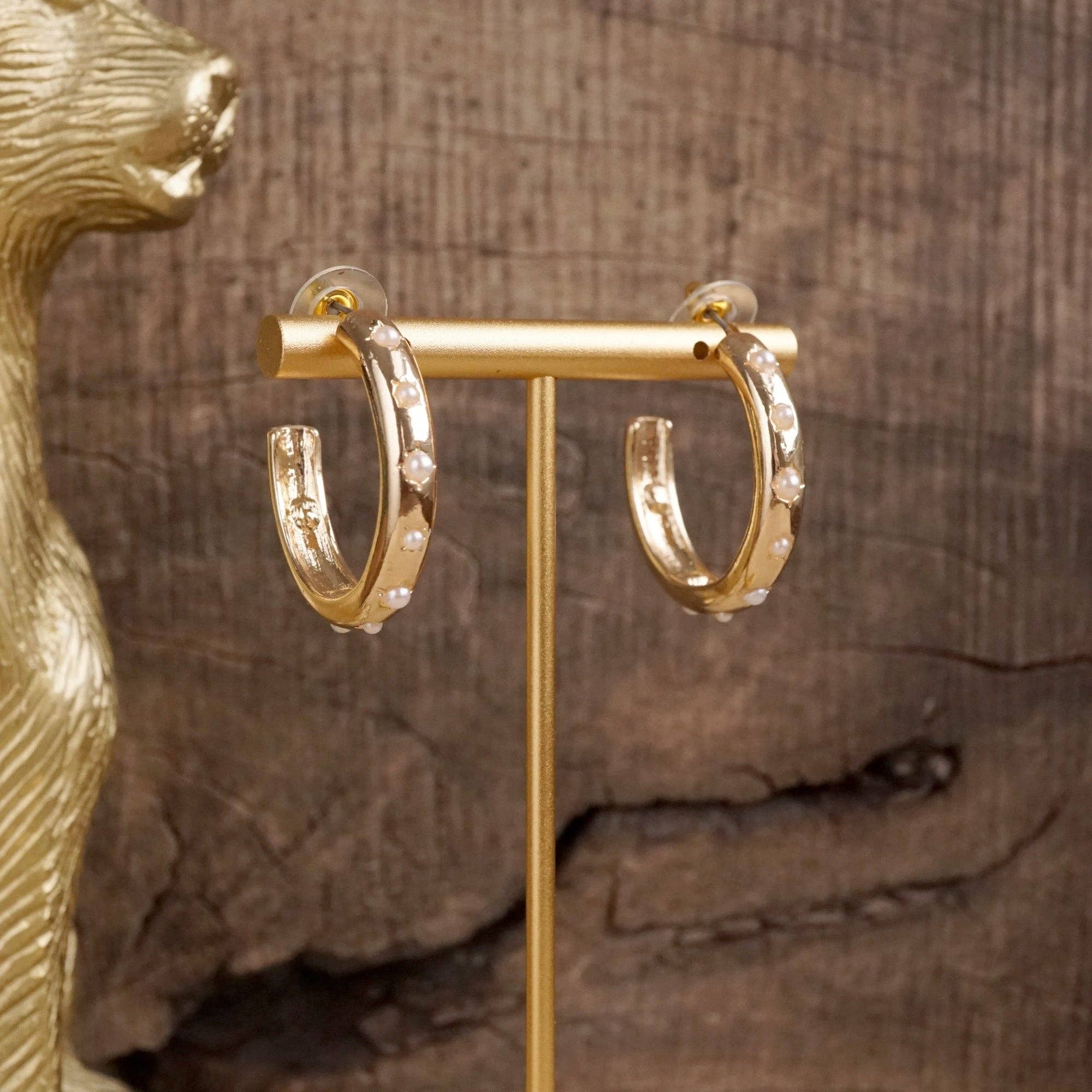 PennyLine inc - Wholesale Hoop Earrings - Classic Bubble Hoops – Gold with Crystal, Pearl, or Turquoise13