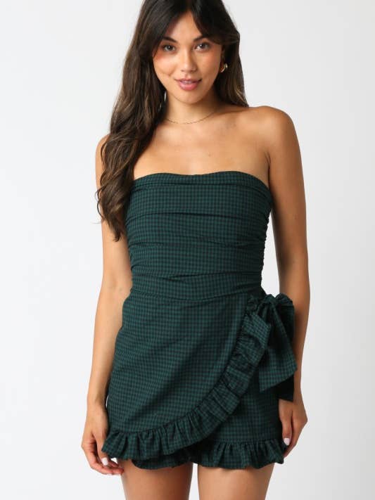 Peto a cuadros Kirsten para venta al por mayor de Olivaceous