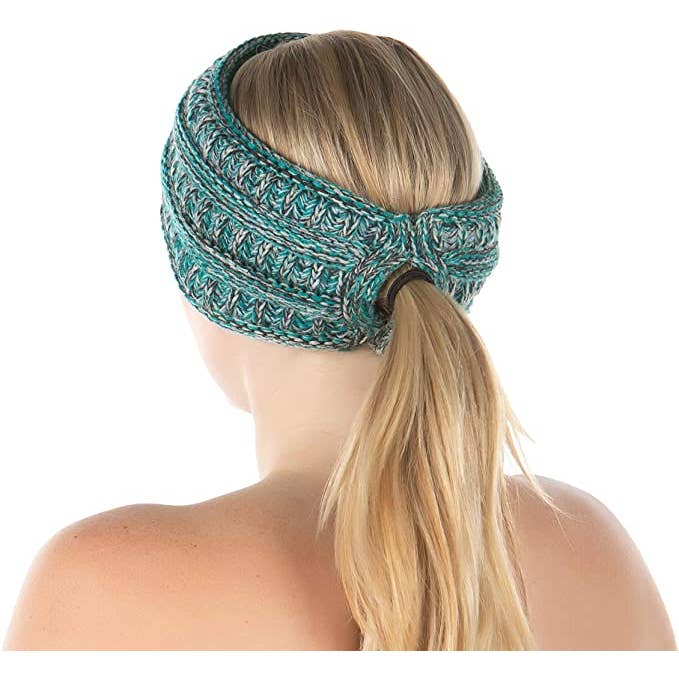 Funky Junque - Wholesale Fashion Headband - Women's - Ponytail Headwrap (Turquoise #3)1