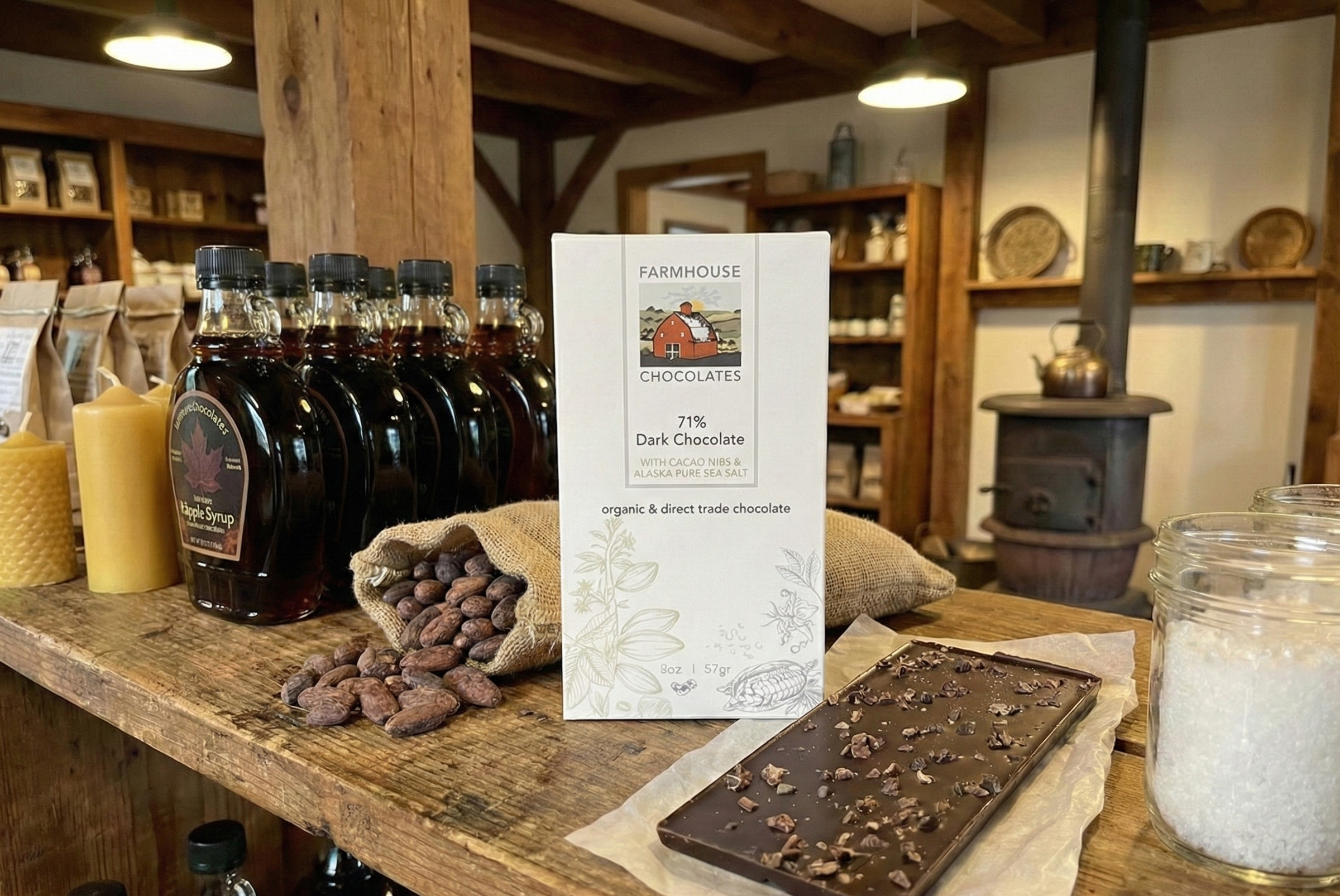 Farmhouse Chocolates - Wholesale Chocolate Bar - 71% Organic Chocolate Bar w/ Cacao Nibs & Alaskan Sea Salt3