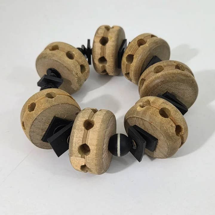 Upcycled Tinker Toy Bracelet with Tractor Inner Tube for wholesale by Tammy Rice
