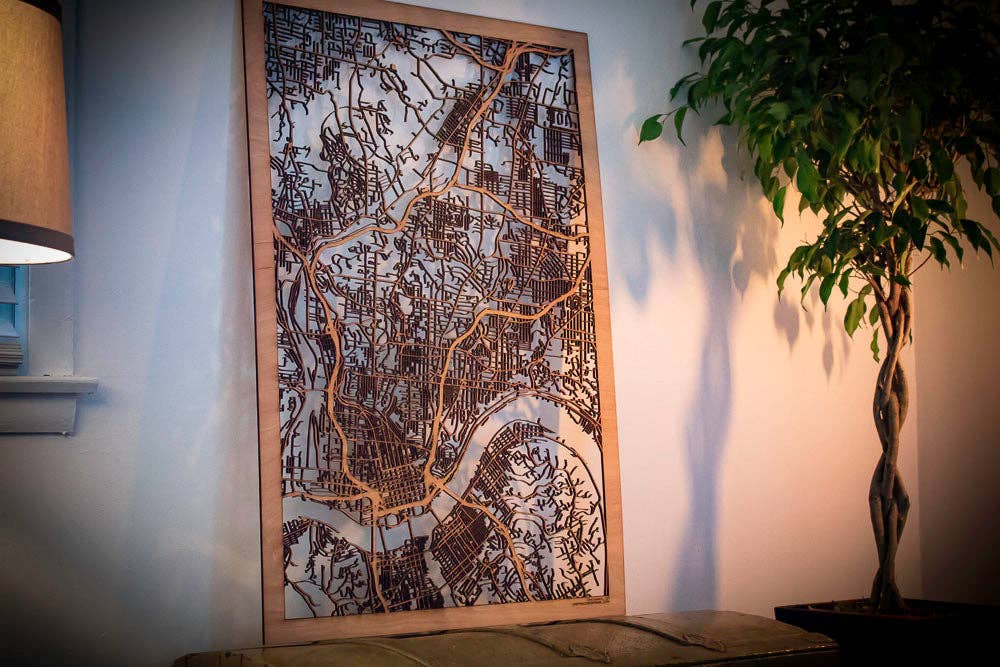 One Man One Garage - Wholesale Wall Accent - City Maps, Large 24x36" Perfect Housewarming Gift! Wooden Street Cutouts6