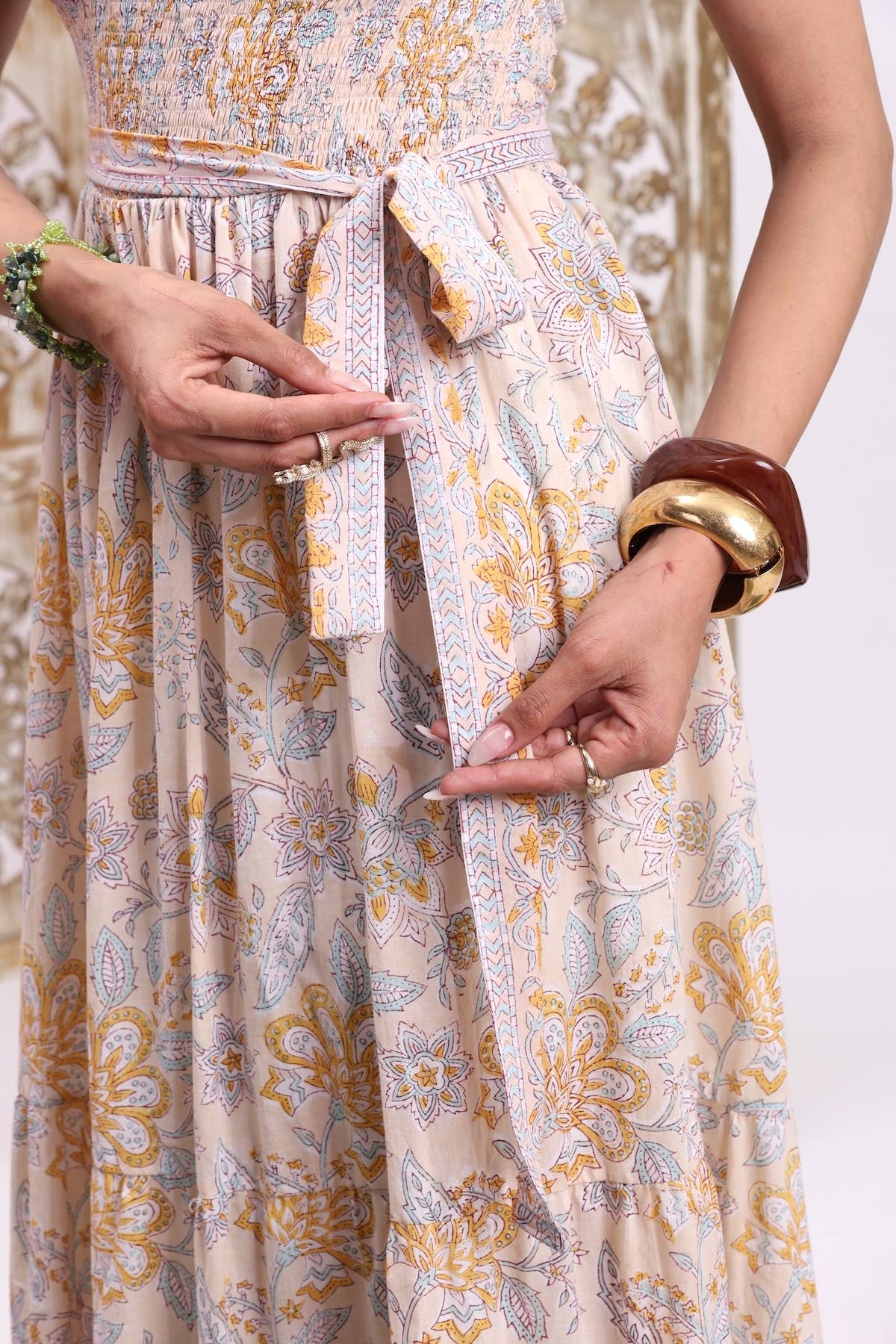 The Fox and The Mermaid - Vendita all'ingrosso Vestito - Donna - Abito a tunica stampato a blocchi (Paloma: Buttermilk)10